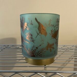 Elegant Frosted Glass Candle Holder with Bird Design